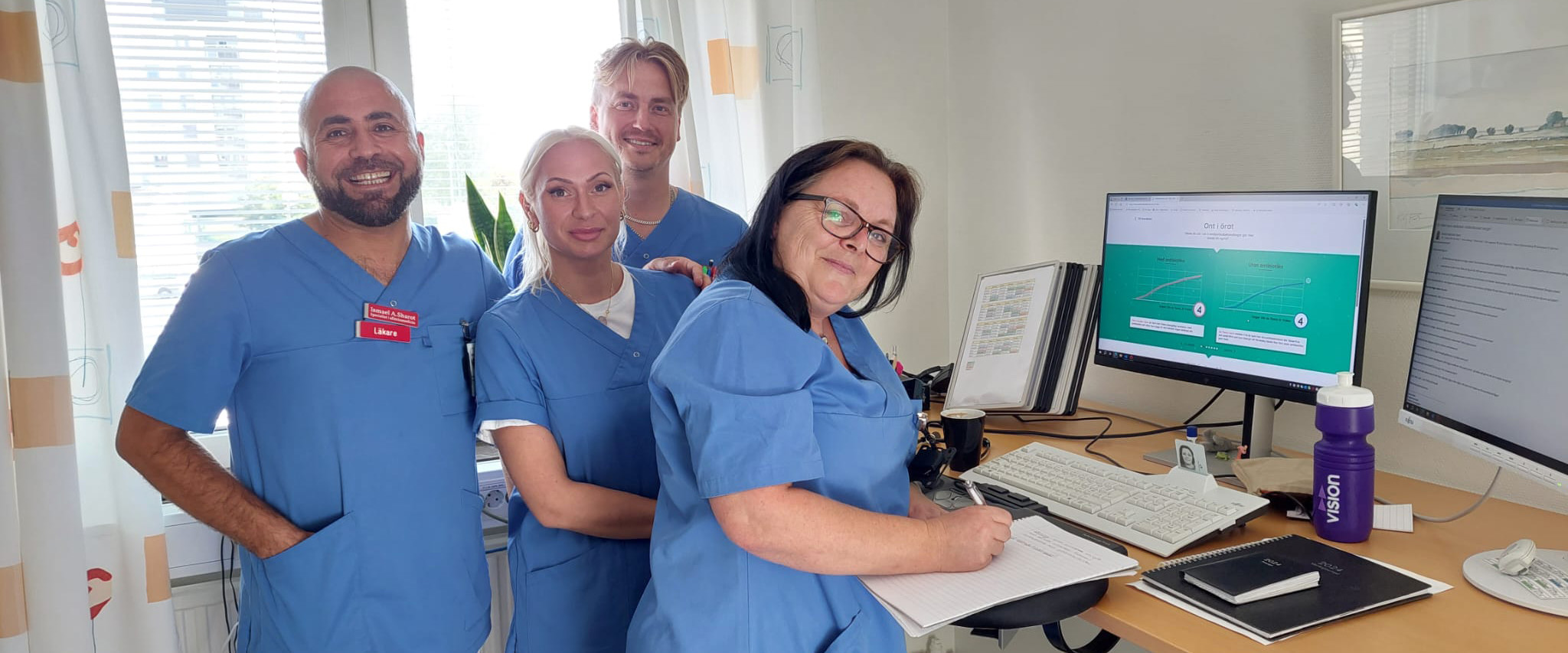 Ismael A. Sharot, Karin Appelqvist Herman Björksved Boberg, Catrin Holgersson. Foto: Nybro hälsocentral.