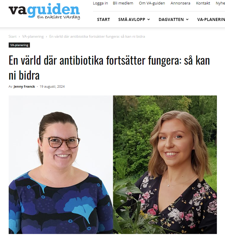 Skärmklipp ur Va guiden med foto på Elin Kusoffsky och Elin Flodin