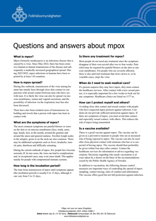 Questions and answers about mpox